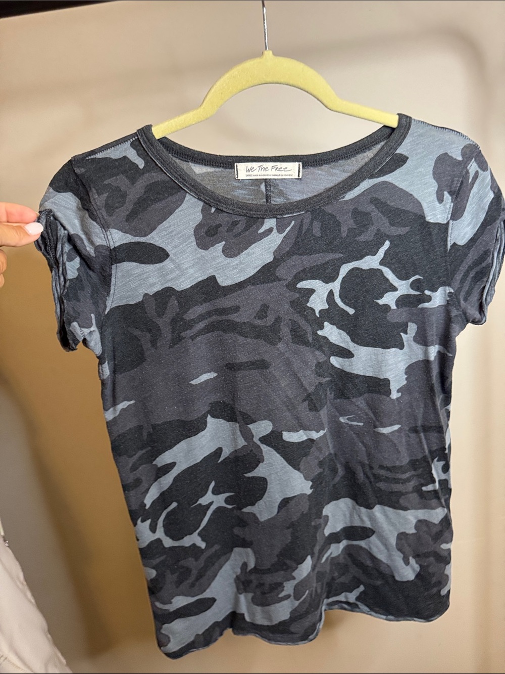 We The Free Black & Gray Camo Short Sleeve Tee
